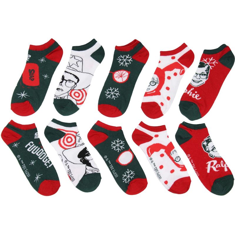 A Christmas Story Ralphie Inspired 5-Pack Ankle No-Show Socks For Men And Women Multicoloured, 2 of 4