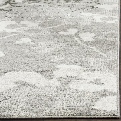 Silver Ivory 9' Square Reversible Synthetic Area Rug