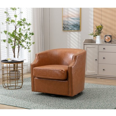 Rotatable Swivel Chair with PU Leather Upholstery for the Living Room