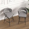 28" Technical Leather Woven Bar Stool Set of 2, 360¡ã Swivel Upholstered Counter Stools with Back, Footrest and Metal Legs - 3 of 4