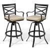 Crestlive Products Outdoor Swivel Bar Stools Set of 2 Patio Cast Aluminum Bar Stools with Sunbrella Cushion Bar Height Chairs - 2 of 4