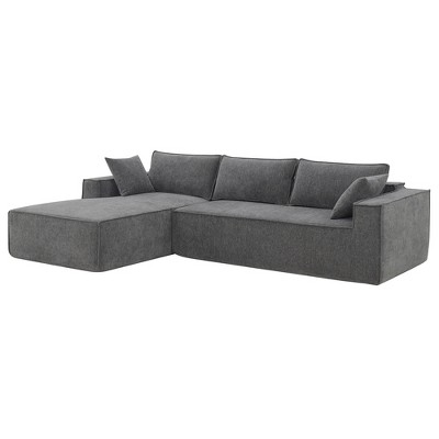 Minimalist Modular Sectional Sofa in Wrinkle-resistant Chenille, 111.5*72", L-Shaped, No Assembly Required, 3 Colors