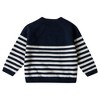 Stellou & Friends 100% Cotton Striped  Long Sleeve Crew Neck Sweater w/ Shoulder Buttons  - 18-24 Months / Navy with White Stripes - 2 of 4