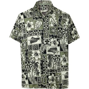 LA LEELA Mens Hawaiian Shirts Short Sleeve Button Down Shirt Floral Shirt Men Boho Vacation Casual Summer Beach Shirts for Men Funny - 1 of 4