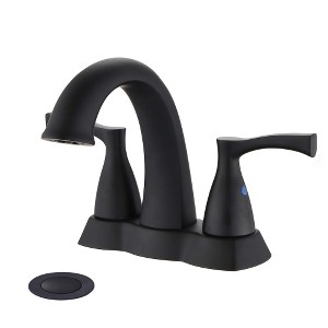 Alexoun Handle 4 Inch Centerset Bathroom Sink Faucet with Pop-Up Drain, Matte Black - 1 of 4
