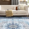 8x10 Large Washable Area Rug, Blue Non Slip Carpet, Stain Resistance Vintage Room Rug, Indoor Floor Carpet for Living Room, Low Profile Rug, Boho Rug - 3 of 4