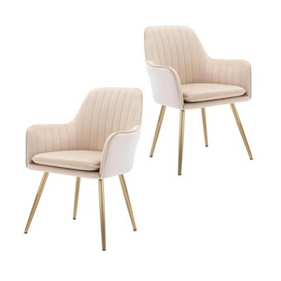 NicBex Velvet Dining Chairs Set of 2,Upholstered Dining Room Chair with Armrest,Kitchen Chairs for Office,Living,Meeting Room,Bedroom