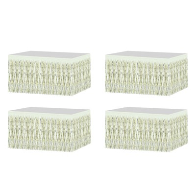 Unique Bargains Wedding Birthday Metallic Foil Fringe Table Skirts for Rectangle Tables