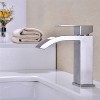 LunaLulink Single Handle Waterfall Bathroom Vanity Sink Faucet with Extra Large Rectangular Spout, Brushed Nickel - 2 of 4