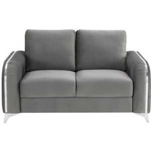 TiramisuBest Gray Velvet Loveseat, Plush Upholstered Sofa for Living Room or Bedroom - 1 of 4