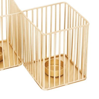 Elegant Trio Metallic Gold Iron Votive Candle Holders Set