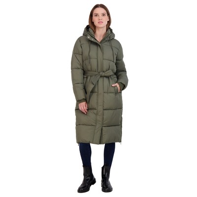 Women's Long Puffer Jacket Coat with Hood - S.E.B. By SEBBY