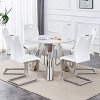 NicBex 5 PCS/7 PCS Dining Table Set,Round Dining Table with Sintered Stone Tabletop and 4/6 PU Chairs for Kitchen/Apartment - 2 of 4