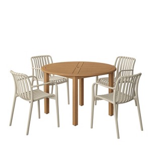 Amazonia Beijo 5pc Round Outdoor Patio Dining Set Beige - 1 of 4