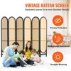 VEVOR 6 Panel Room Divider, Hand-Woven Rattan Folding Privacy Screens with Hinges, Portable Partition Room Dividers, Wooden Freestanding Wall, Brown - 3 of 4