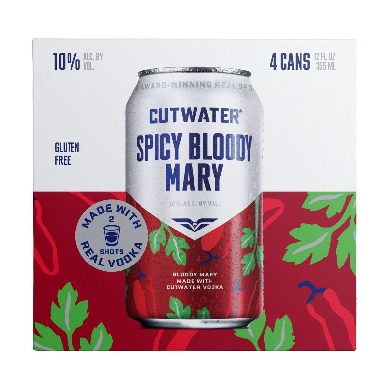 Cutwater Fugu Spicy Bloody Mary Cocktail - 4pk/12 fl oz Cans, 4 of 12