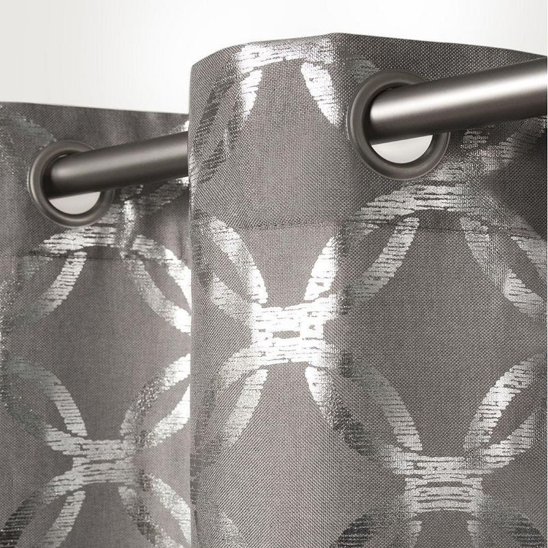 Exclusive Home Modo Metallic Geometric Grommet Top Curtain Panel Pair, 3 of 5