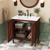 TiramisuBest 30"Antique Bathroom Vanity with Ceramic Sink,Mid-Century Modern Cabinet,2 Soft-Close Doors,Large Storage,Retro Freestanding,Brown - 2 of 4