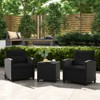 Tangkula 3 Piece Patio Furniture Set, Rattan Conversation Set w/Soft Seat & Back Cushions, Tempered Glass Topped Coffee Table Black - 2 of 4