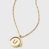 14K Gold Dipped Crystal and Mother of Pearl Circle Spinner Initial Necklace - A New Day™ - 4 of 4