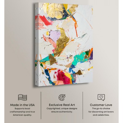 Bright Prism Abstract Canvas Wall Art with Gold Accents, 20" x 30"