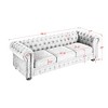 Tufted Linen/PU Upholstered Chesterfield 3-Seater Sofa with Scrolled Arms and Nailhead Trim, Classic Living Room Couch in Gray/Dark Gray - ModernLuxe - 3 of 4