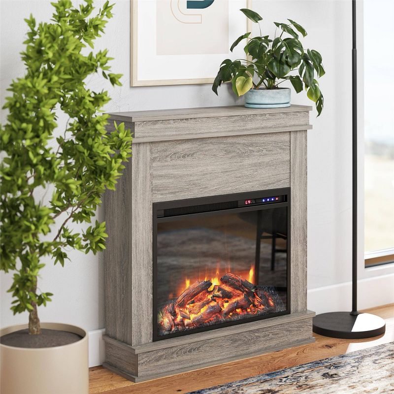Mendon Electric Fireplace with Mantel and Touchscreen Display Gray Oak - Room &#38; Joy, 2 of 8