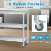 Nasitip Silver Stainless Steel Work Table with 3 Shelves and Optional Wheels, Commercial Prep Table for Kitchen, Garage, Restaurant - 4 of 4