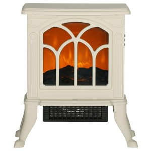 ChicFurnit Indoor Fireplaces 17"Freestanding Fireplace Fireplace Heater with Realistic Flames for Living Room, White, 15.55"*10.63"*17.32" - 1 of 4