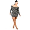 Slickblue Plus Size Foil & Glitter Wavy Print Mini Dress, Comfortable Stretch Fit, Long Sleeves, Black, 1XL-3XL - 3 of 4
