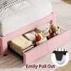 Twin Bed Frame with Drawer, Velvet Upholstered Platform BedFrame with Storage Headboard for Kids, No Box Spring Needed, Easy Assembly - 4 of 4