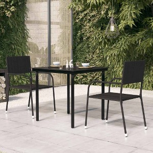 Garden Dining Table Black Powder-coated steel, glass Medium Tough - 1 of 4