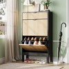 Garvee Shoe Storage Cabinet with 2/3/4 Flip Drawers,Farmhouse Fluted Shoe Organizer,Freestanding Hidden Slim Narrow Shoe Rack for Entryway,Foyer - 3 of 4