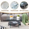 NicBex Modern 2-Tier Square Coffee Table with Storage, Clear Tempered Glass Top & Texture Open Shelf,Center Table for Living Room - 4 of 4