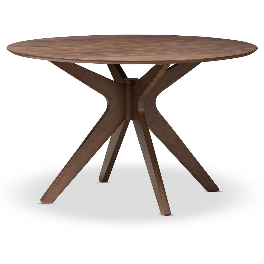 Photos - Garden & Outdoor Decoration Baxton Studio Monte Mid-Century Modern Wood Finish 47" Round Dining Table Walnut Brown: Hardwood, Seats 4