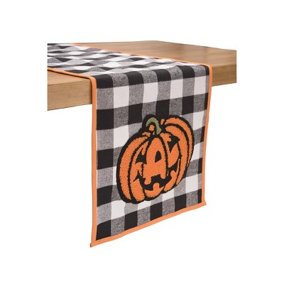 OREZI Happy Halloween Table Runner,Halloween Pattern with Horror Elements Table Runner for Family Dinner,Outdoor Indoor Dinner Party,Thanksgiving,Christmas,13 x70 Inches