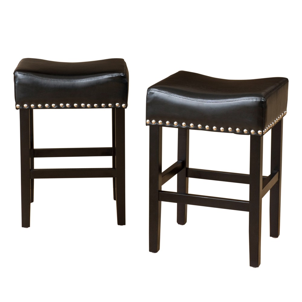 Photos - Chair Set of 2 Laramie Backless Counter Height Barstool Black - Christopher Knig