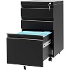 3-Drawer Mobile File Cabinet with Lock and Wheels, 24" Metal Lateral Filing Cabinet with Adjustable Shelf, Fits Legal/Letter Files - 3 of 4