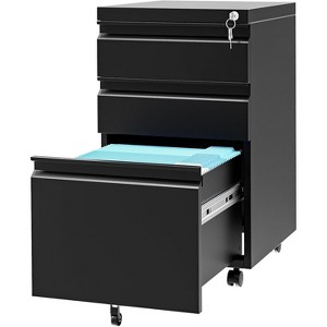 3-Drawer Locking File Cabinet on Wheels - Under Desk Lateral Storage for Letter/A4 Files, Adjustable Shelves for Home Office - 1 of 4