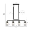 LNC Wresdeeg 4-Light  34.4" Modern Linear Kitchen Island Pendant Lights, Black with Clear Cylinder Glass - 3 of 4