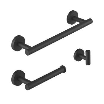 BWE 3-Piece Bath Hardware Set with Towel Hook and Toilet Paper Holder and Towel Bar Wall Mount
