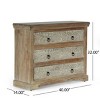 Boho Wood 3 Drawer Dresser with Classic Ring Handles, Compact Storage Cabinet for Small Spaces, Bedroom, or Living Room-The Pop Home - 4 of 4