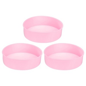 Unique Bargains Nonstick Quick Release Silicone Baking Round Cake Pans 3 Pcs - 1 of 4
