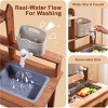 ROBOTIME Play Food And Toy Kitchens Outdoor Kid Kitchen Playset with Sink, Faucet, Pretend House Toys, Gift for Girl, Brown, 11.6"*23.4"*33" - 2 of 4