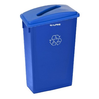 Alpine Industries Recycling Container with Paper Slotted Recycling Lid  Blue (477-R-BLU-PKG3)