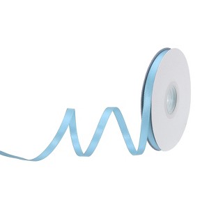 Unique Bargains Polyester Soft Decorative Cake Box Gift Wrapping Ribbon 1/4" x 25 Yard Light Blue - 1 of 4