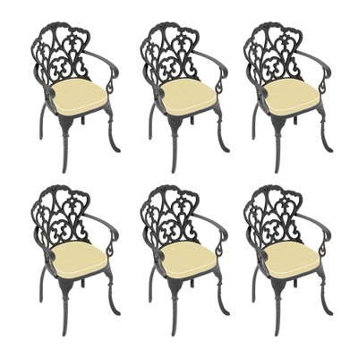 NicBex Outdoor Dining Chairs Set of 6 Aluminium Frame & Removable Cushion for Garden,Patio,Black