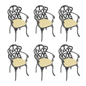 NicBex Outdoor Dining Chairs Set of 6 Aluminium Frame & Removable Cushion for Garden,Patio,Black - 1 of 4