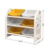 Kids Toy Storage Organizer With 6 Bins Multi-Functional 3-Tier Shelf Organizer Storage Cabinet Unit For Playroom Bedroom Living Room Yellow - 3 of 4