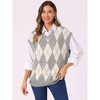 Seta T Women's Contrast Color V Neck Sleeveless Knit Loose Pullover Sweater Vest - 2 of 4